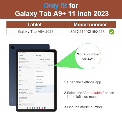 DTTO for Samsung Galaxy Tab A9 Plus 11 inch Case 2023, Premium Leather Business Folio Stand Cover with Hand Strap for Galaxy Tab A9+ 11’’ 2023 Model (SM-X210/X216/X218) - Auto Wake/Sleep, Brown - Image 2