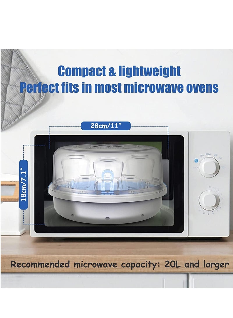 Bellababy Bottle Sterilizer, Microwave Steam Sterilization for Feeding Bottles, Teats, Breast Pump Accessories, 99.99% Disinfection in 2 Minutes - Diameter: 27.7 cm, Height: 16.8 cm (Blue) - Image 5