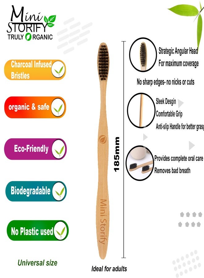 Mini Storify Truly Organic 2. أعواد قطنية من الخيزران / مسحات | 80 ساق | 2. فرشاة أسنان خيزران للبالغين - تنظيف الفم | 2. منظف لسان من خشب النيم النقي للبالغين والأطفال | 2. وسادات لوفة بيضاوية / لوفة، إسفنجة لتقشير الجسم (عبوة من 8)  - Image 3