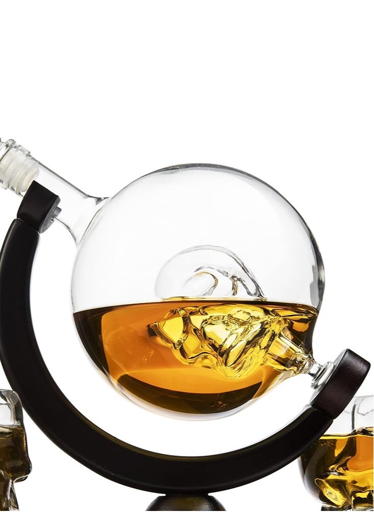 Perfii - Crafted Glass Skeleton Globe Decanter - 800ml Decanter and Dispenser for Drinks - Image 1