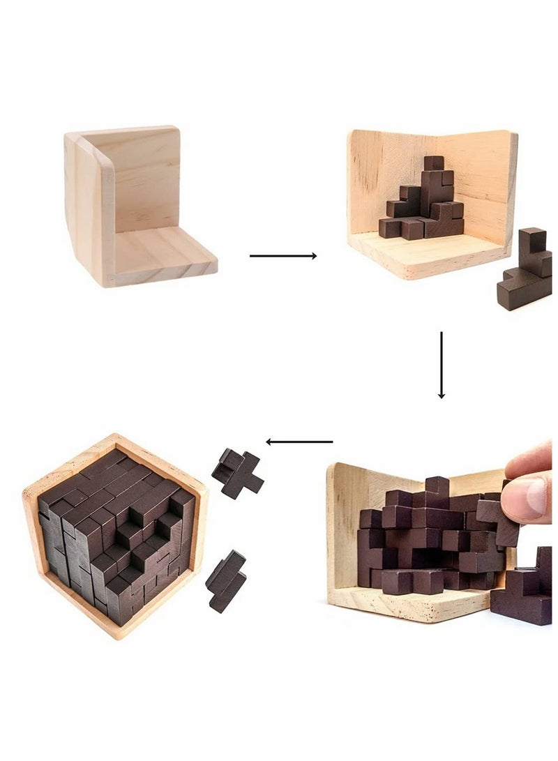 3D Wooden Puzzle Toy for All Ages Brain Teaser Educational Toy Gift T-Shape Pieces Enhance Creativity and Problem Solving Fun Desk Activity - Image 4