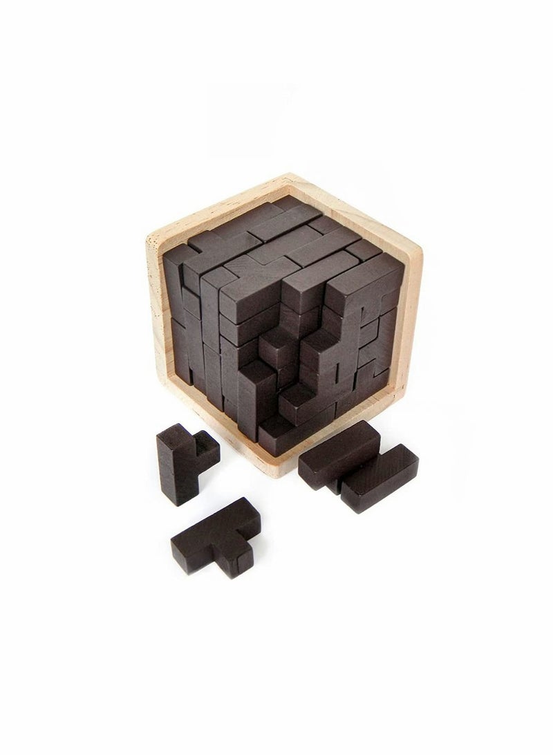 3D Wooden Puzzle Toy for All Ages Brain Teaser Educational Toy Gift T-Shape Pieces Enhance Creativity and Problem Solving Fun Desk Activity - Image 3