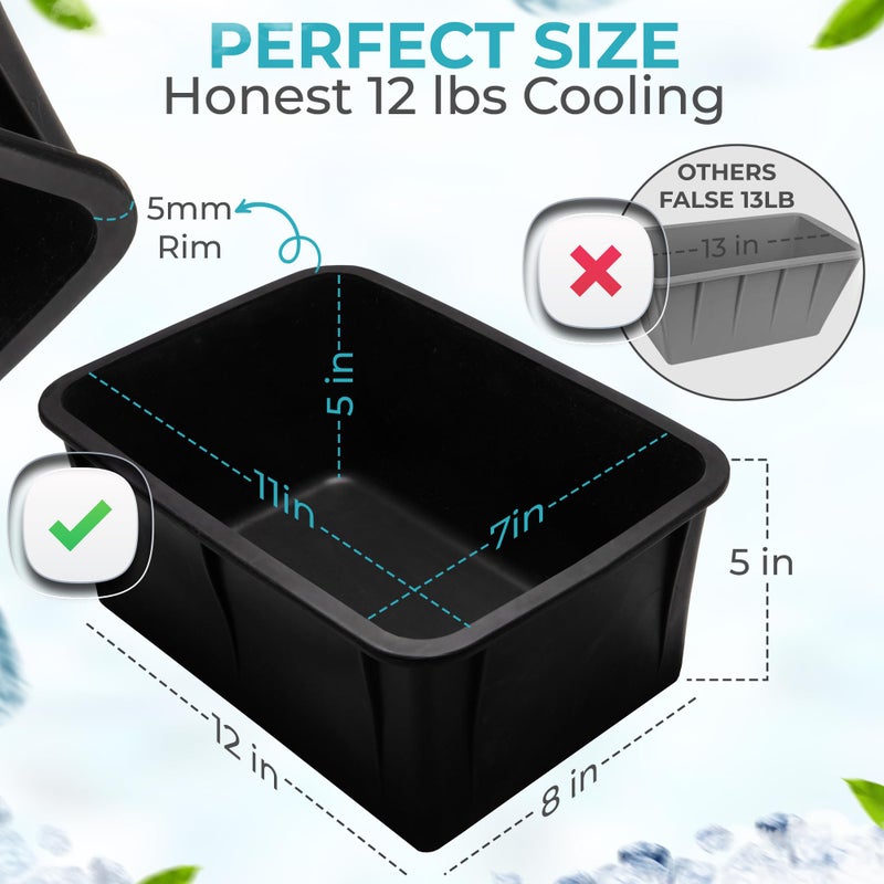 MT.BAY Ice Block Form Makes 12 Lb. Ice Cube 11" x 7" x 5" Largest Available Ice Block Maker, Ice Bath Chiller, Cold Plunge Tub Or Cooler, Reusable Food Grade Silicone, Steel Reinforced Rim - Image 3