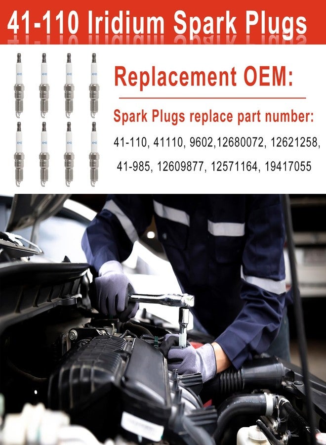 MCCKLE High Performance Iridium Spark Plugs Compatible with Chevy Silverado Tahoe Avalanche Corvette Camaro Suburban GMC Sierra Yukon 4.8L 5.3L 5.7L 6.0L 6.2L 6.6L 8.1L V8, OEM# 41-110 MCCKLE (8 PCS) - Image 2