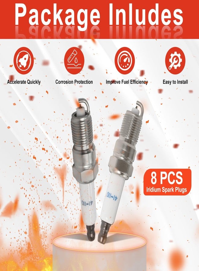 MCCKLE High Performance Iridium Spark Plugs Compatible with Chevy Silverado Tahoe Avalanche Corvette Camaro Suburban GMC Sierra Yukon 4.8L 5.3L 5.7L 6.0L 6.2L 6.6L 8.1L V8, OEM# 41-110 MCCKLE (8 PCS) - Image 4