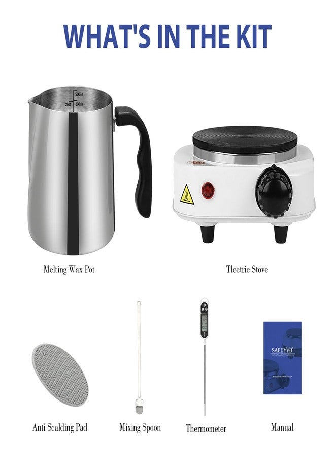 SAEUYVB Candle Making Kit,Candle Making Supplies,Candle Making Kit with Hot Plate,Candle Making Supplies for Beginners with Pouring Pot ，Thermometer and More（White） - Image 2
