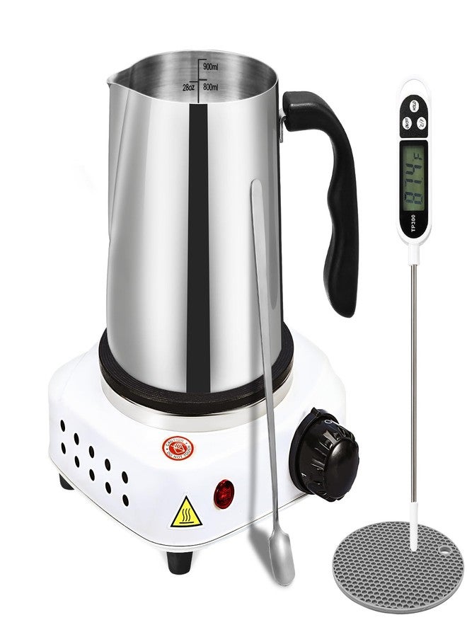 SAEUYVB Candle Making Kit,Candle Making Supplies,Candle Making Kit with Hot Plate,Candle Making Supplies for Beginners with Pouring Pot ，Thermometer and More（White） - Image 1