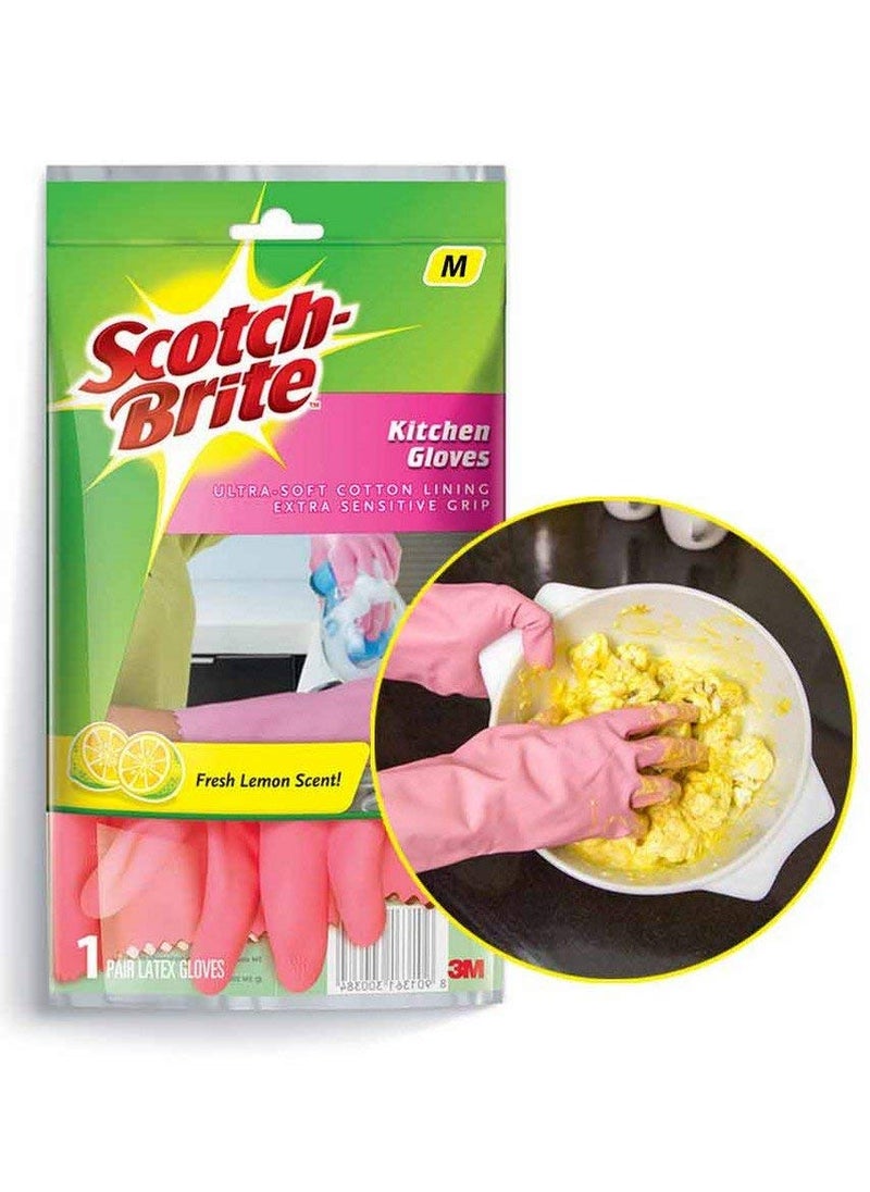 Scotch Brite ScotchBrite Kitchen Gloves medium pair 1 unit ScotchBrite Silver sparks scrub pad for dishwashing 3 units  - Image 3
