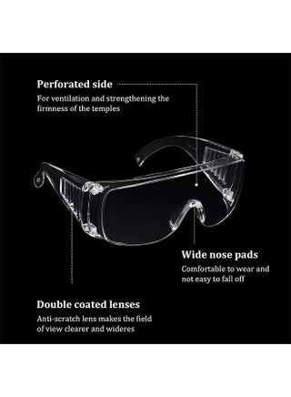 2 Pcs Clear Safety Glasses, Anti Dust Impact Scratch Resistant Splash Proof Goggles, for Shooting, Lab, Outdoor, Workplaces - view 3