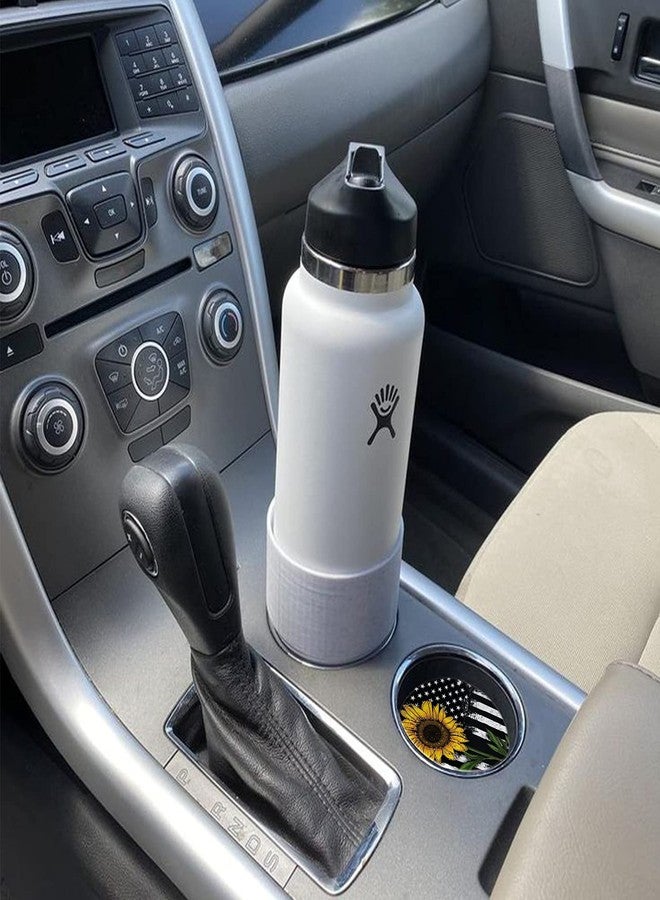 Wonlex Car Coasters 2 Pack, Small 2.56" Stone Car Cupholder Absorbent Coaster Set for Women Men Drink Cup Holder Coasters (Black Sunflower) - Image 4