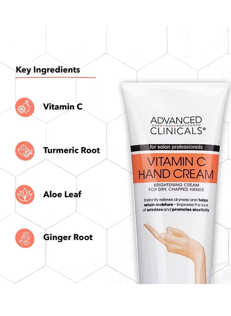 Advanced Clinicals Hand cream with vitamin C, cream for brightening dry and cracked hands, instantly relieves dryness, fast-acting, non-greasy, 237 ml. - Image 2