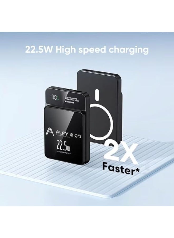 ALFY & CO 22.5W 10000 mAh Portable Magsafe Power Bank with PD 20W USB-C Port for iPhone 15 Pro Max/iPhone 15 Plus/14/13/12 Series, Black  - Image 3