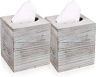 Hossejoy Hossejoy Square Tissue Box Cover with Slide-Out Bottom Panel. Perfect for Bathroom Vanity Countertops, Bedroom  - Image 1