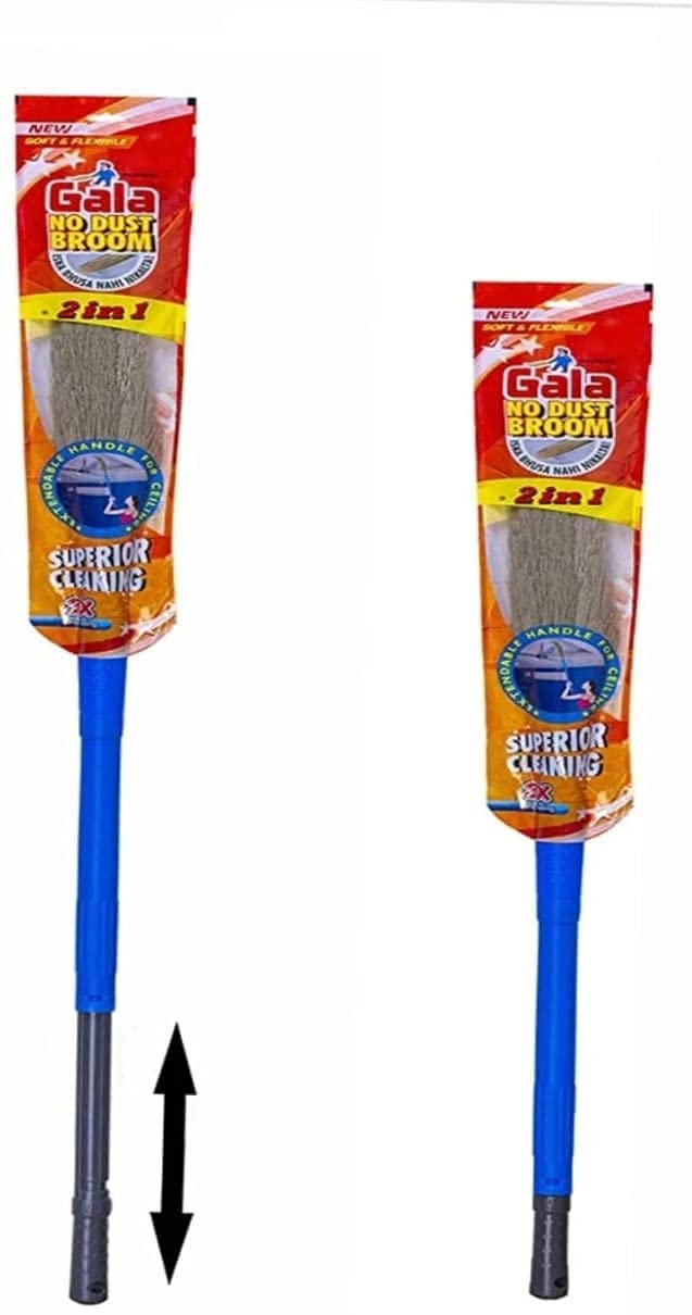 Gala No Dust Floor Broom Freedom from New Broom Dust Bhusa 2in1  with Extendable Handle 2