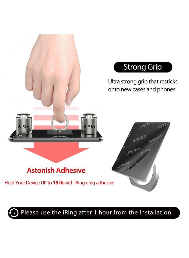 iRing AAUXX حامل إصبع الهاتف المحمول الأصلي iRing للسيارة والمكتب. ملحق حامل حلقة لهواتف iPhone وSamsung وغيرها من هواتف Android الذكية والأجهزة اللوحية. (أسود مطفي) - Image 2