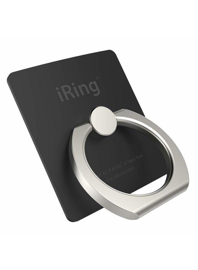 iRing AAUXX حامل إصبع الهاتف المحمول الأصلي iRing للسيارة والمكتب. ملحق حامل حلقة لهواتف iPhone وSamsung وغيرها من هواتف Android الذكية والأجهزة اللوحية. (أسود مطفي) - Image 1
