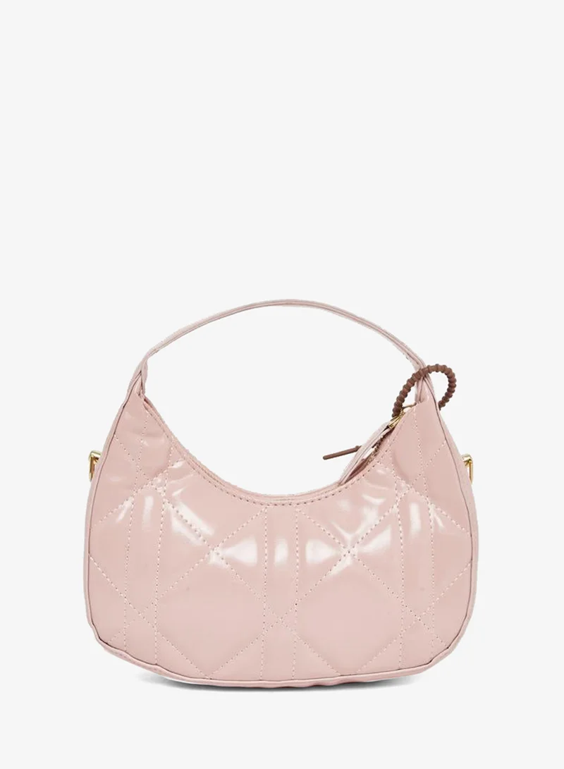 Styli Pink Quilted Hobo Bag with Dog Charm
