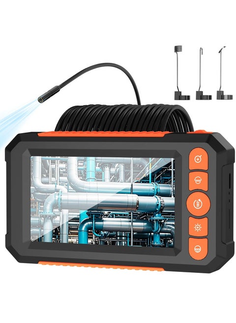 Endoscope Camera with Light 4.3" IPS Screen 1080P HD Borescope Tools with 8 Adjustable LED Lights Endoscope with 16.4ft Semi-Rigid Snake Camera IP67 Waterproof Inspection Camera