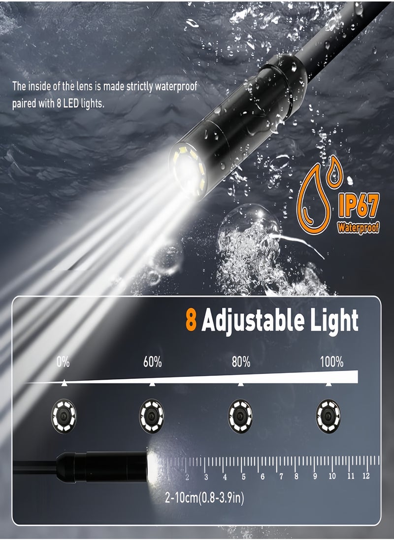 OHAHO - Endoscope Camera with Light 4.3" IPS Screen 1080P HD Borescope Tools with 8 Adjustable LED Lights Endoscope with 16.4ft Semi-Rigid Snake Camera IP67 Waterproof Inspection Camera - Image 1