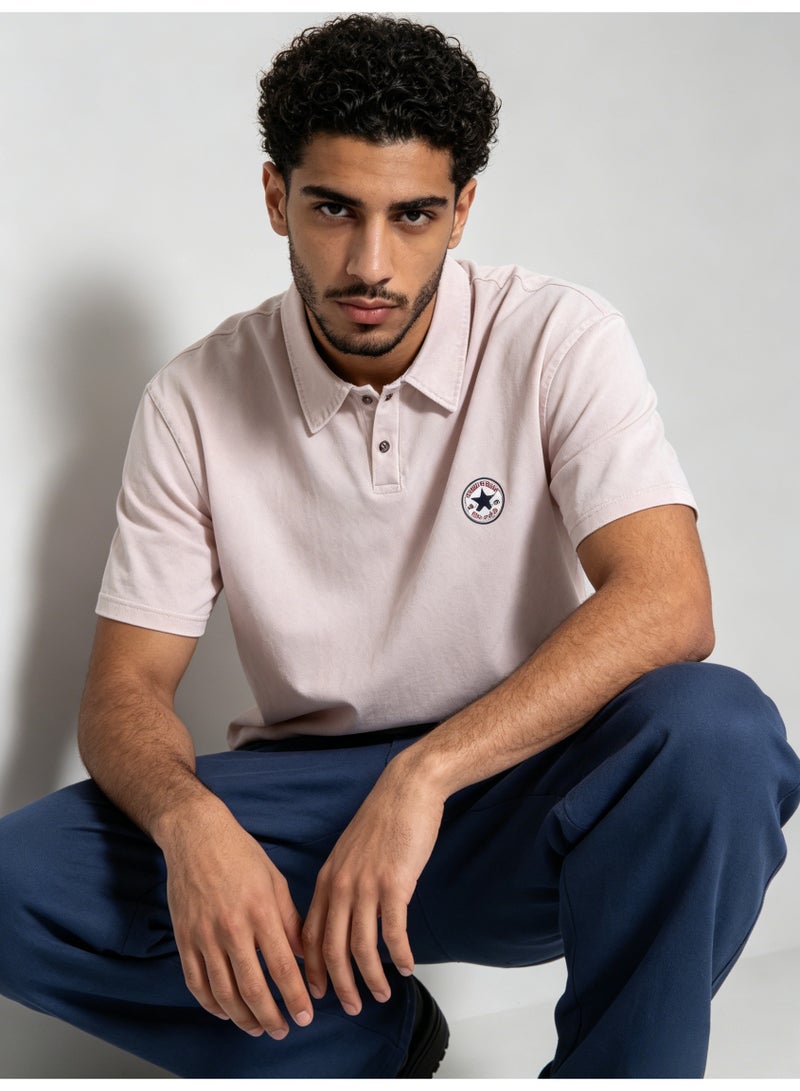 كونفرس CONVERSEPolo shirt men's summer heavy cotton loose retro lapel short sleeve shirt - Image 4