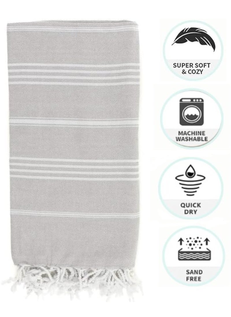 CONTEXT Style and Functionality Turkish Peshtemal Towels: 100% Organic Cotton | Prewashed & Versatile for Bath, Pool, Beach, and Spa - 40x70 Inches (Gray)  - Image 1