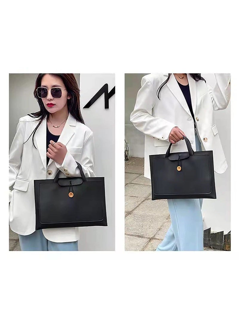 Y&D - SYOSI, Laptop Tote Bag, PU Leather 15.6 Inch Ultra-Thin Case for Men Women, Computer Bag Lightweight Briefcase Work Business Travel College - Image 1