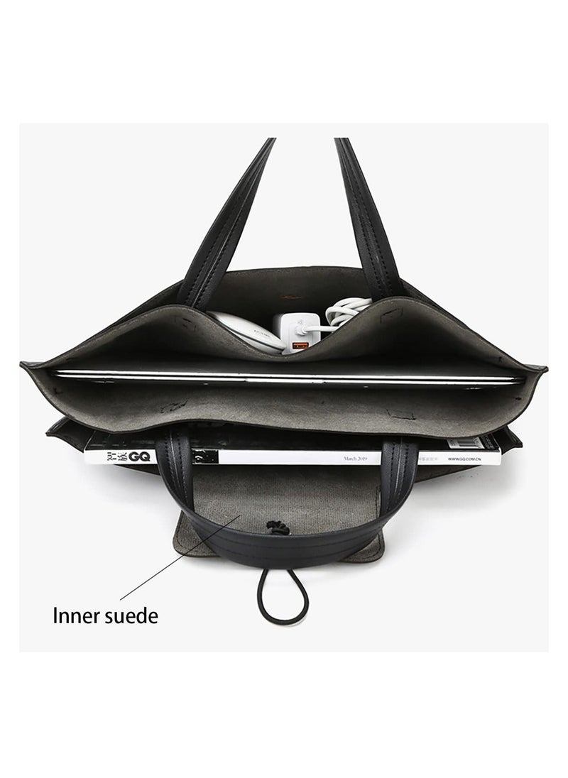 Y&D - SYOSI, Laptop Tote Bag, PU Leather 15.6 Inch Ultra-Thin Case for Men Women, Computer Bag Lightweight Briefcase Work Business Travel College - Image 1