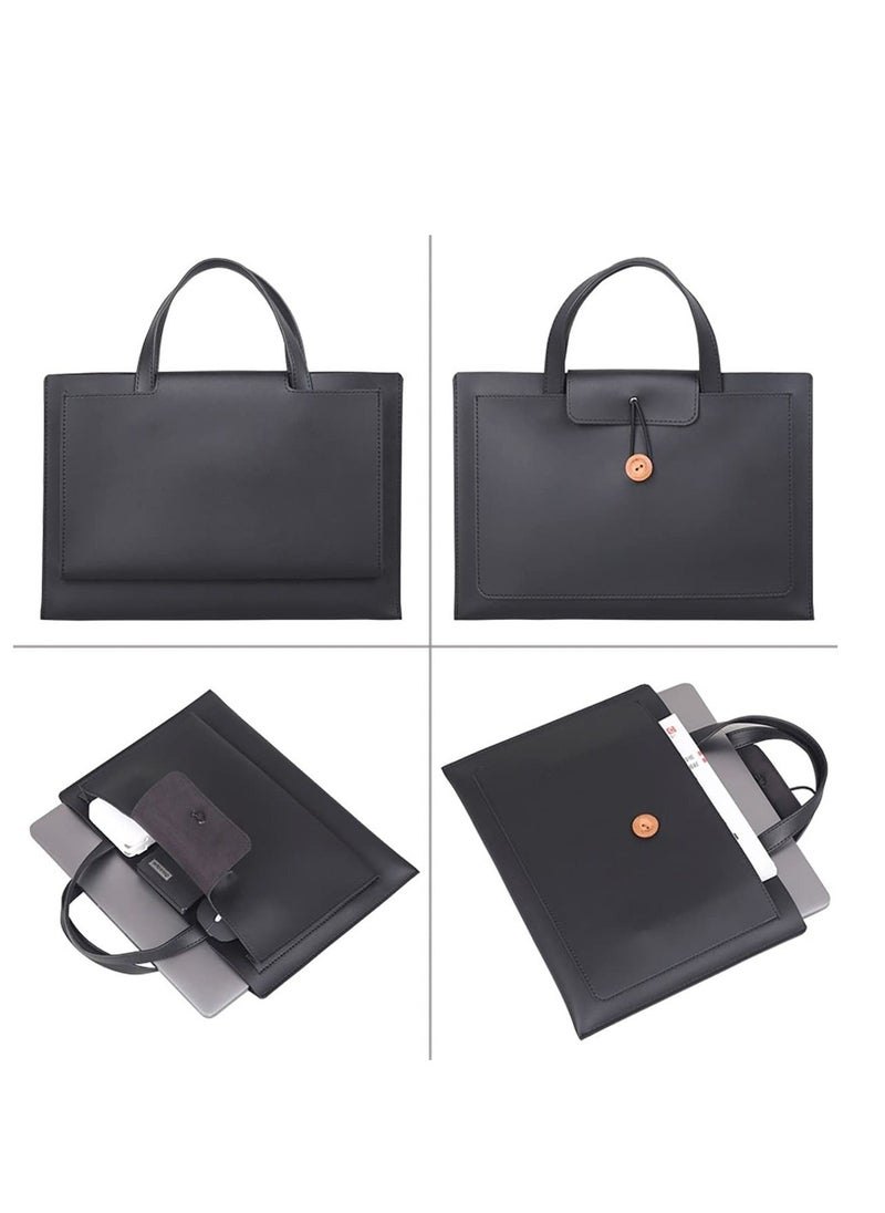 Y&D - SYOSI, Laptop Tote Bag, PU Leather 15.6 Inch Ultra-Thin Case for Men Women, Computer Bag Lightweight Briefcase Work Business Travel College - Image 1