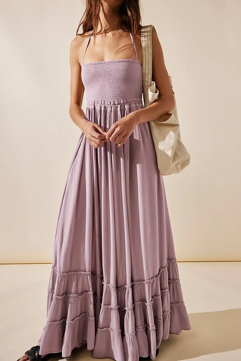 R.Vivimos Womens Summer Boho Sexy Backless Long Dresses (Small, Dusty Purple) - Image 2