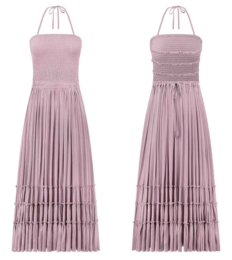 R.Vivimos Womens Summer Boho Sexy Backless Long Dresses (Small, Dusty Purple) - Image 5