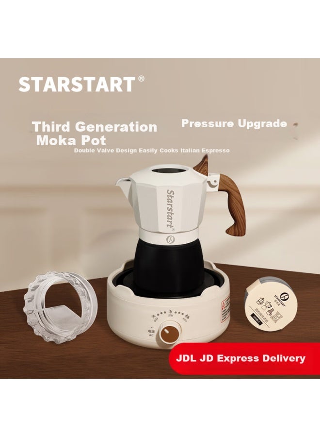 Star-start Double Valve Moka Pot Set, Third Generation Coffee Maker, Italian Espresso Machine, Outdoor Coffee Equipment - Image 1