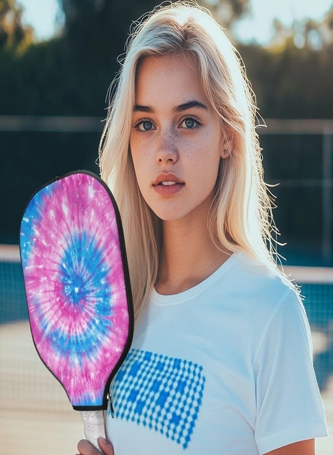 Kathyboom Blue Purple Tie-Dye Paddle Cover Racket Sleeve Bag with Zipper -Portable Ball Equipment Protective Paddle Sleeve - Image 2