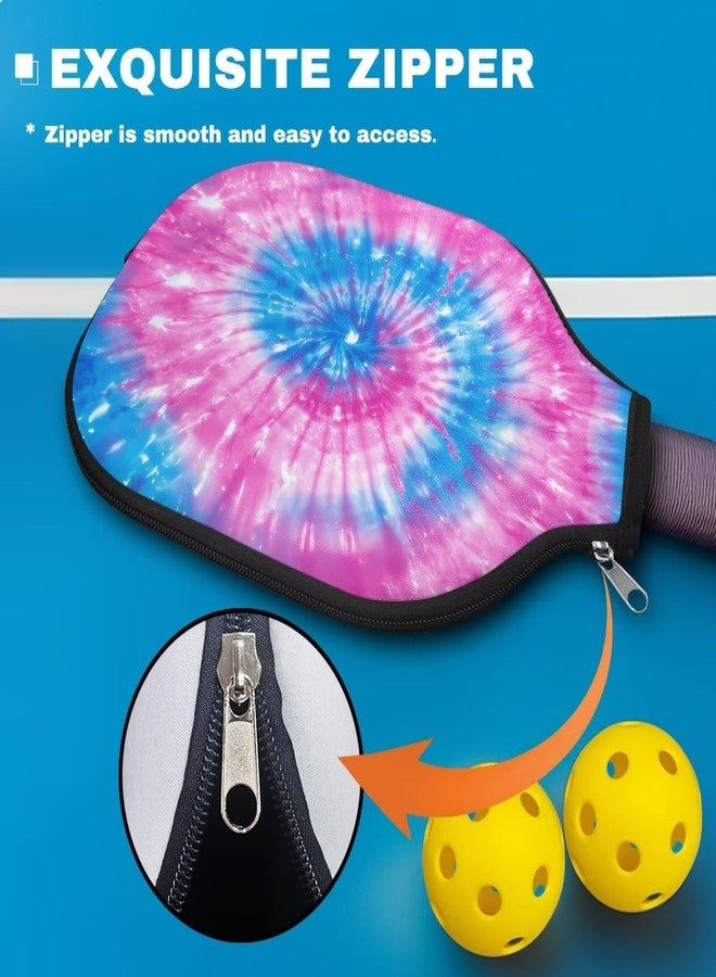 Kathyboom Blue Purple Tie-Dye Paddle Cover Racket Sleeve Bag with Zipper -Portable Ball Equipment Protective Paddle Sleeve - Image 5