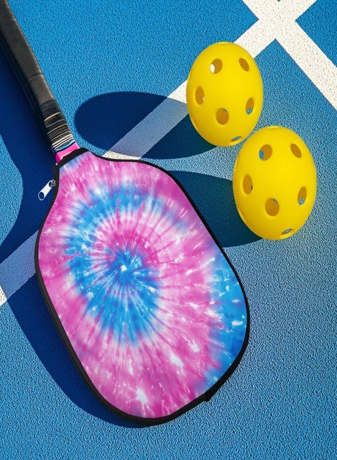 Kathyboom Blue Purple Tie-Dye Paddle Cover Racket Sleeve Bag with Zipper -Portable Ball Equipment Protective Paddle Sleeve - Image 3