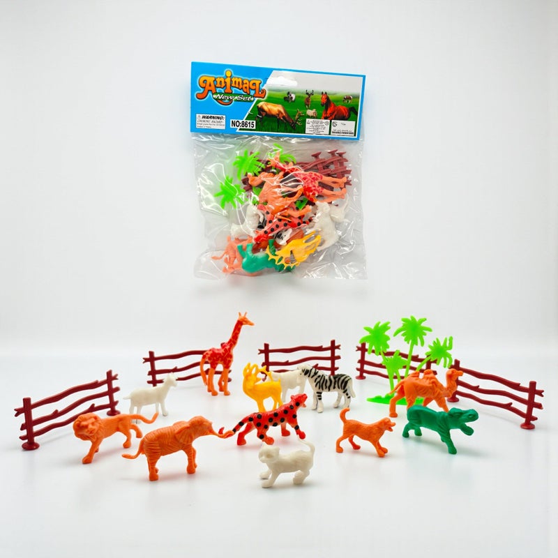 Fiddlys 18-Piece Animal Figure Toy Set | Farm & Jungle Animal Playset with Tree & Fence | Educational Toy for Kids 3+ | Ideal Birthday & Return Gift for Boys & Girls - Image 5