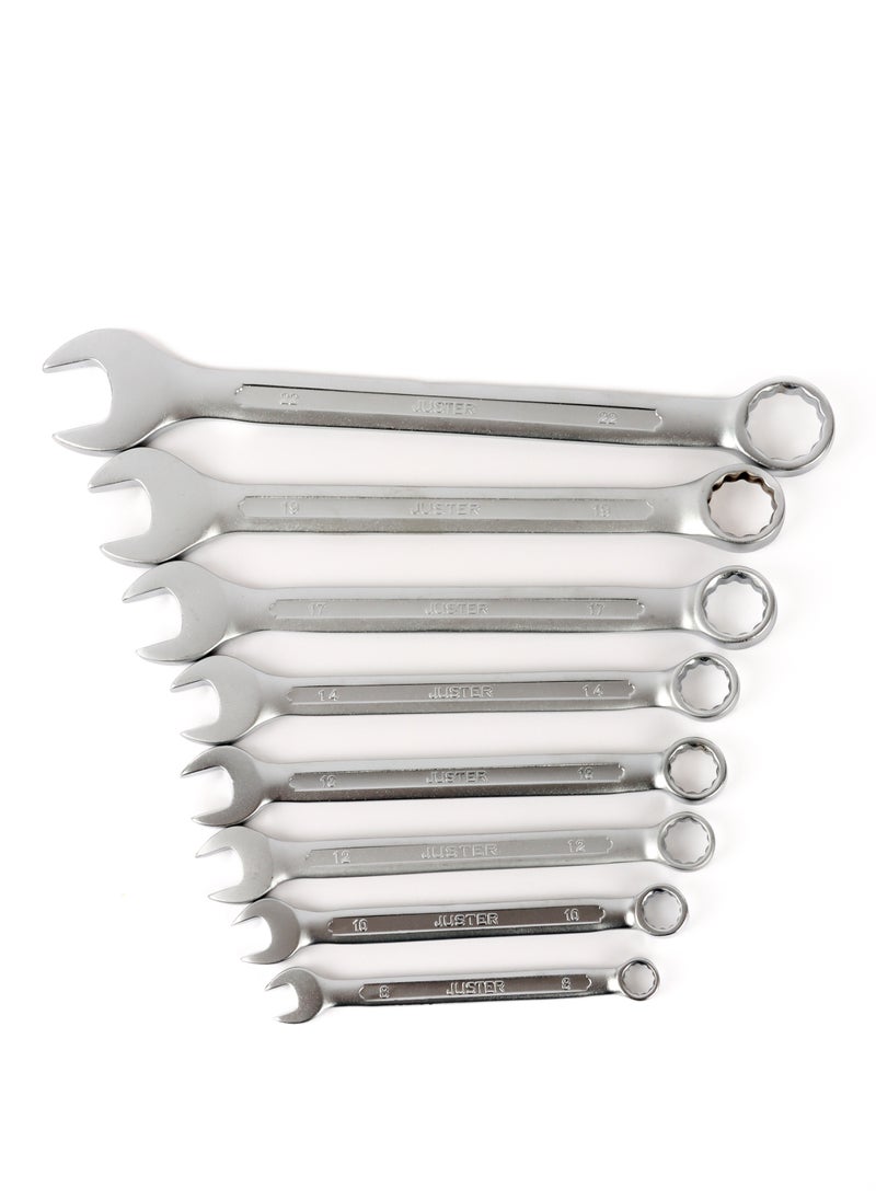 8-Piece Professional Combination Spanner Set Silver