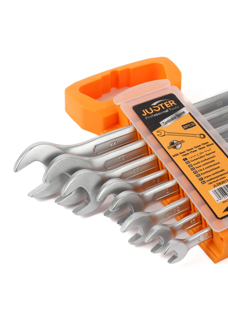 8-Piece Professional Combination Spanner Set Silver