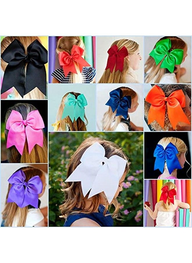 WillingTee - 20Pcs 8" Large Cheer Bows For Girls Ponytail Holder Grosgrain Ribbon Cheerleading Bows Elastic Hair Tie Bands For Baby Girls School Colleage Teens Senior Cheerleader - Image 1