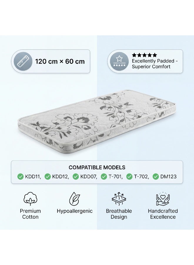 Premium Baby Crib & Playpen Sponge Mattress 120x60 cm | Breathable Cotton | Handcrafted Comfort - Image 3