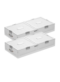 NKX Set of 2 Space-Saving Drawer-Style Folding Under Bed Storage Box with Wheels 18cm  - Image 1