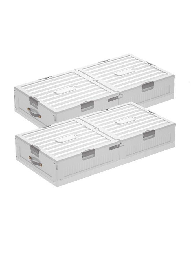NKX - Set of 2 Space-Saving Drawer-Style Folding Under Bed Storage Box with Wheels 18cm - Image 1