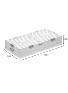 NKX Set of 2 Space-Saving Drawer-Style Folding Under Bed Storage Box with Wheels 18cm  - Image 2