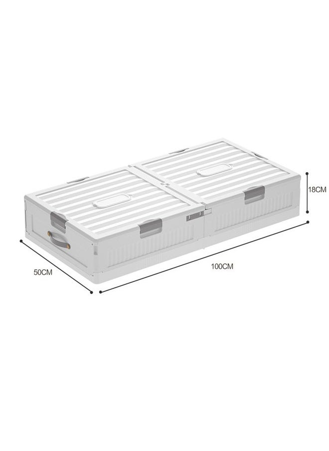 NKX - Set of 2 Space-Saving Drawer-Style Folding Under Bed Storage Box with Wheels 18cm - Image 1