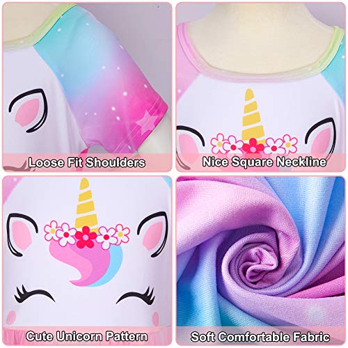 Play Tailor Doll and Girl Matching Nightgown Unicorn Outfit Pajamas Night Dress for Girls and 18" Dolls Clothes (Doll Not Included), 8-9 Years, Colorful Purple - Image 5