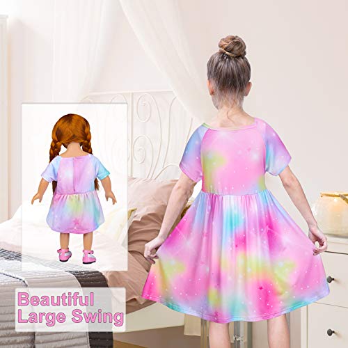 Play Tailor Doll and Girl Matching Nightgown Unicorn Outfit Pajamas Night Dress for Girls and 18" Dolls Clothes (Doll Not Included), 8-9 Years, Colorful Purple - Image 4