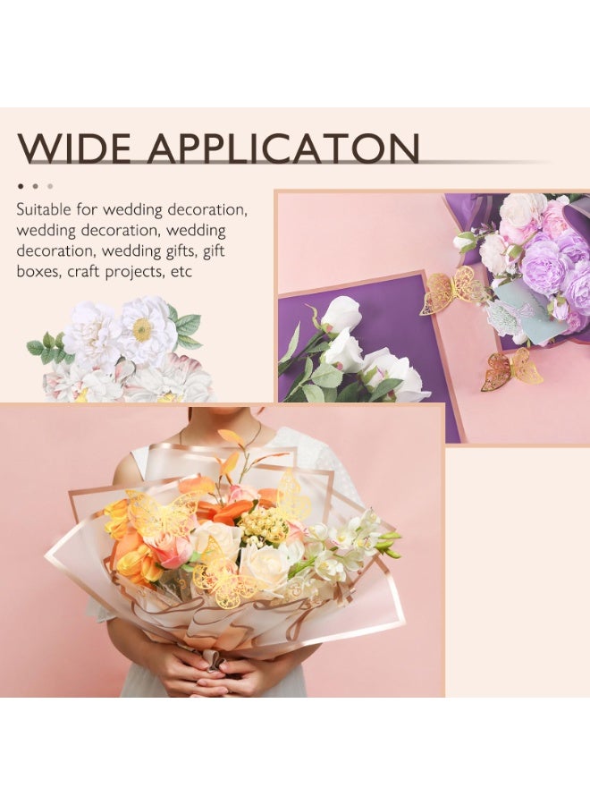 100 ورقة ورقة تغليف الزهور باقة الزهور ذات اللون النقي باقة تغليف الورق باقة بائع الزهور المضادة للماء مع 3 شرائط للباقات باقة التعبئة والتغليف الحرفية DIY ، 22.8x22.8 بوصة (10 ألوان) - Image 4