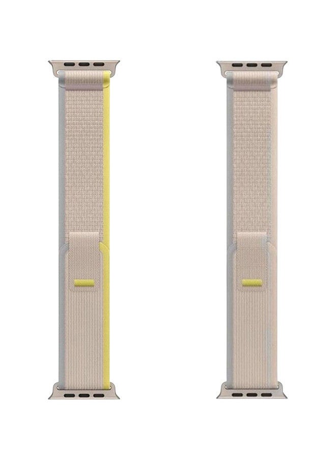YOMNA - (Pack of 2)YOMNA Trail Loop Compatible with Apple Watch Band 49/45/44/42mm, Nylon Weave Sport Loop Men Women Adjustable Pull Tab Strap for Apple Watch Ultra iWatch All Series-(Beige/Yellow) - Image 1