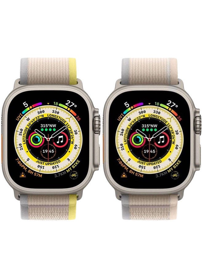 YOMNA - (Pack of 2)YOMNA Trail Loop Compatible with Apple Watch Band 49/45/44/42mm, Nylon Weave Sport Loop Men Women Adjustable Pull Tab Strap for Apple Watch Ultra iWatch All Series-(Beige/Yellow) - Image 1