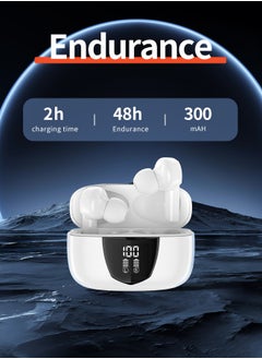 Korean Brand RS1 Fully In-Ear True Wireless Earbuds, Ultra-Light 3.9g, 13mm Drivers, 4 Mics with AI Clear Calls, Bluetooth 5.3, Powerful Bass, ENC Noise Cancellation, 40-Hour Playtime, LED Power Display, IPX5 Waterproof, White. - pzsku/ZF11F9535373516992A70Z/45/_/1728439248/c7e79a71-22c0-42e6-9355-3308ef75bb28