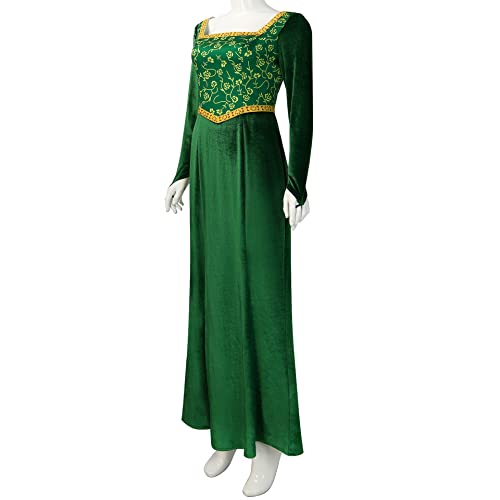 Cuzeolin Princess Costume Dress for Women Long Sleeves Green Velvet Gown Elegant Party Dress 3XL - Image 3